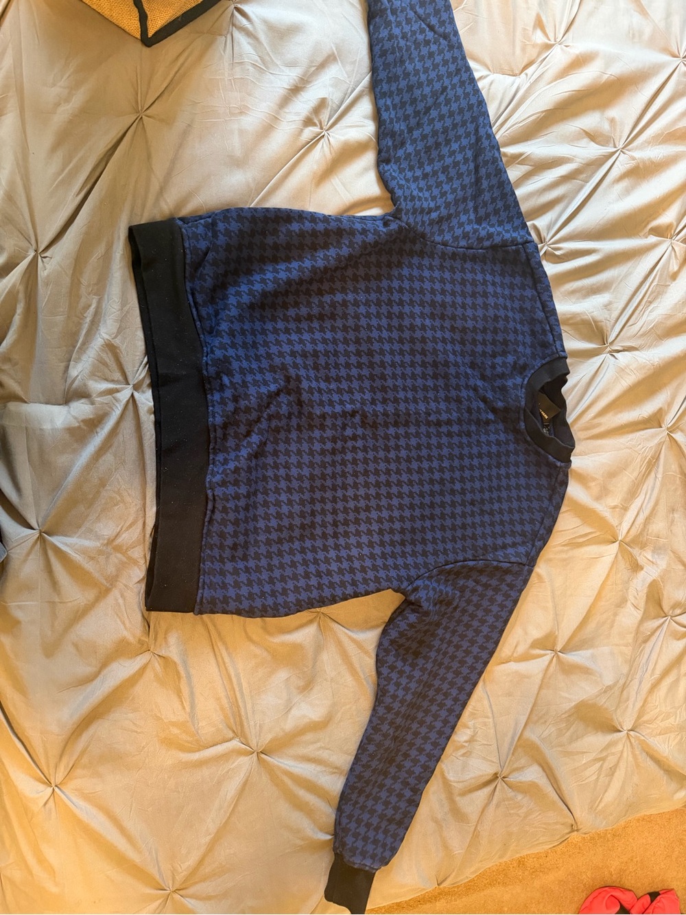 adidas Navy and Black Houndstooth Crewneck Sweater